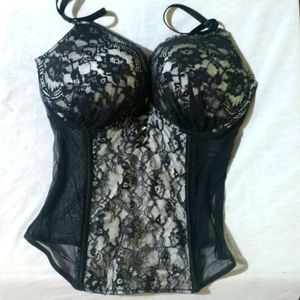 Victoria's Secret Black Stretch Lace Corset